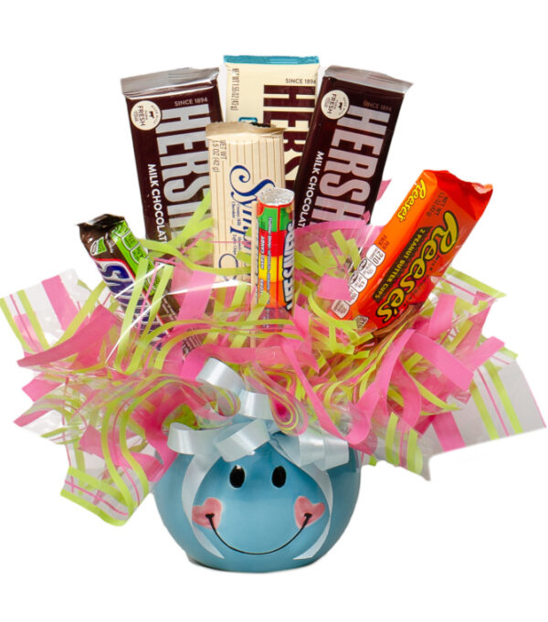 Candy Bouquet with Blue Mug